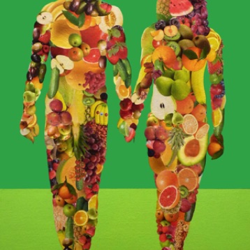 Adam and Eve,
paper collage, acrylic on wood,
60x40 cm